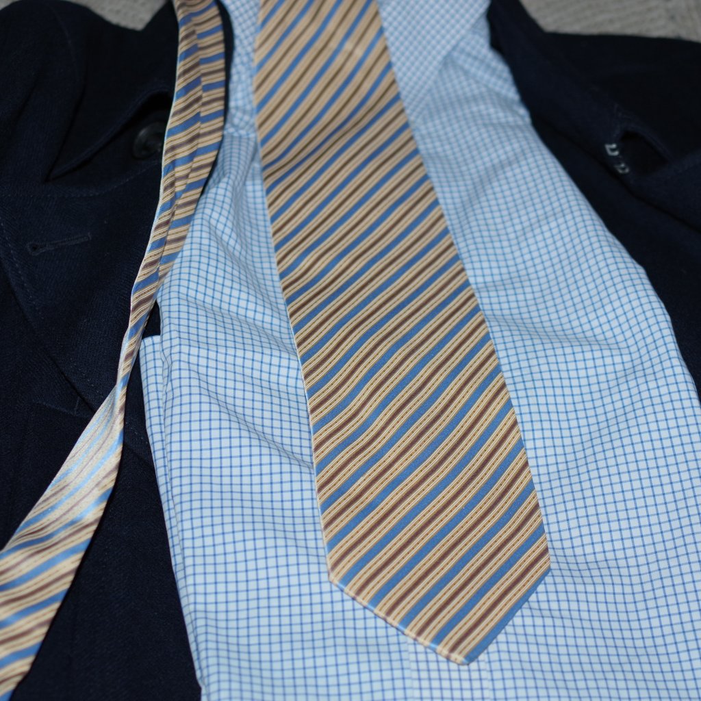 Stefano Ricci Gold Yellow Blue Striped Necktie 63" X 3.75"